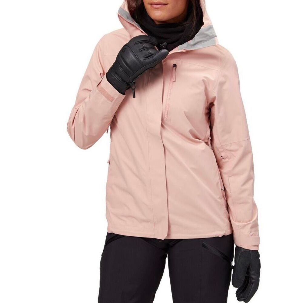 Stoic Full Zip Snowboarding Waterproof Blush Pink Women's Hooded Shell Jacket L